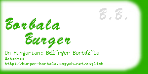 borbala burger business card